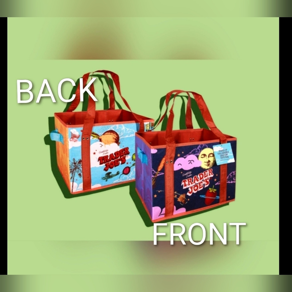 Trader Joes Standup Reinforced Collapsible Bag/Box Lmtd Surrealist  *Free Gift*